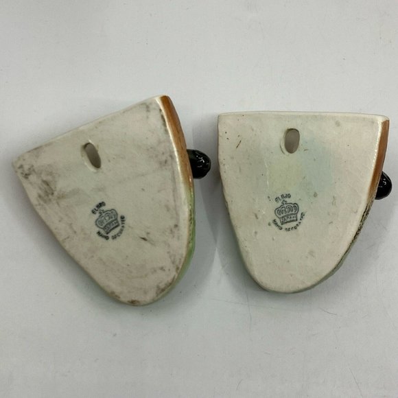 Vintage Elbro Japan Ceramic Horse Head hand Decorated Wall Pocket Set of 2 - Picture 10 of 10